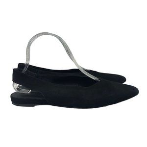 EVERLANE Women's Size 8 Black Suede The V Slingback Pointed Toe Flats Shoes